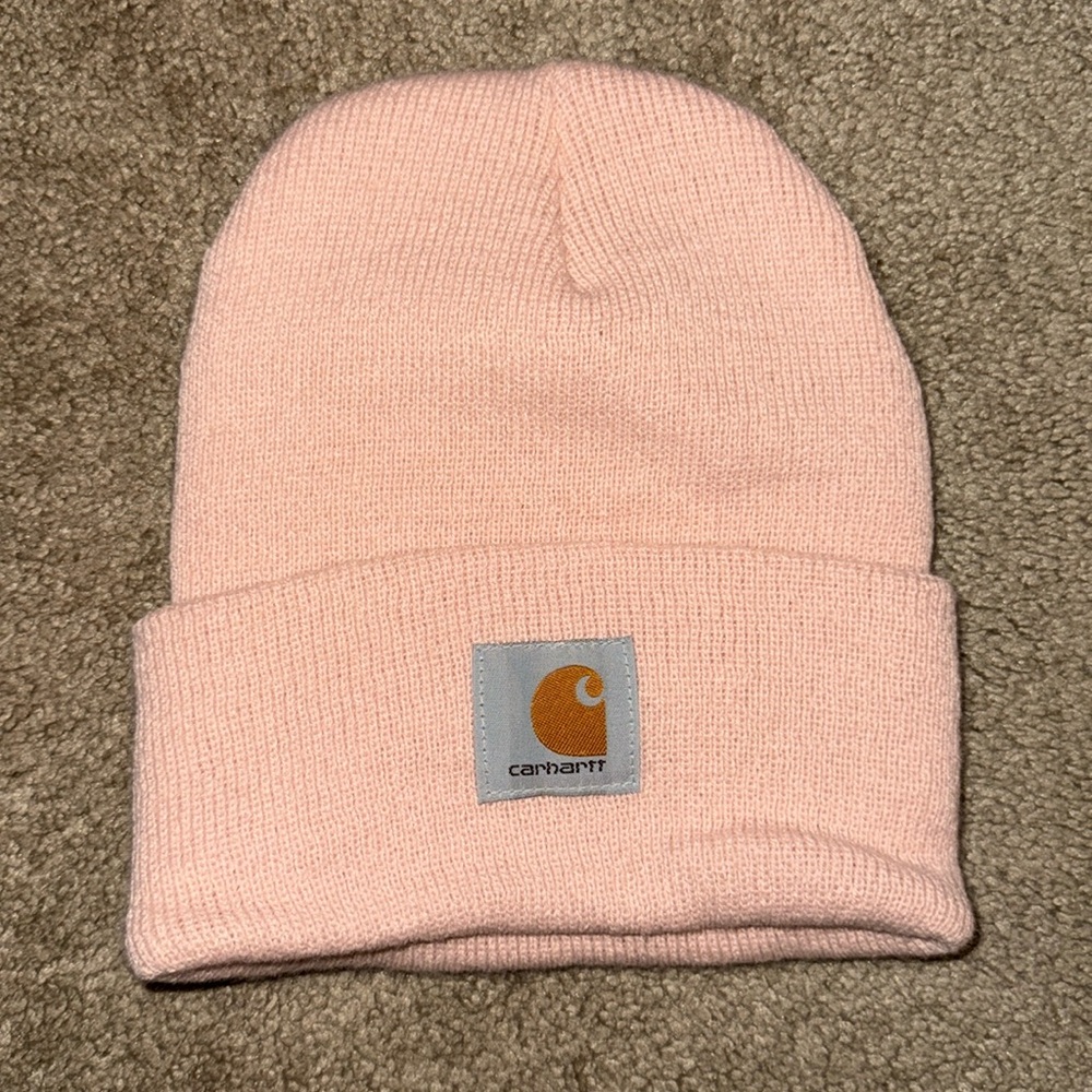 Pale pink Carhartt beanie